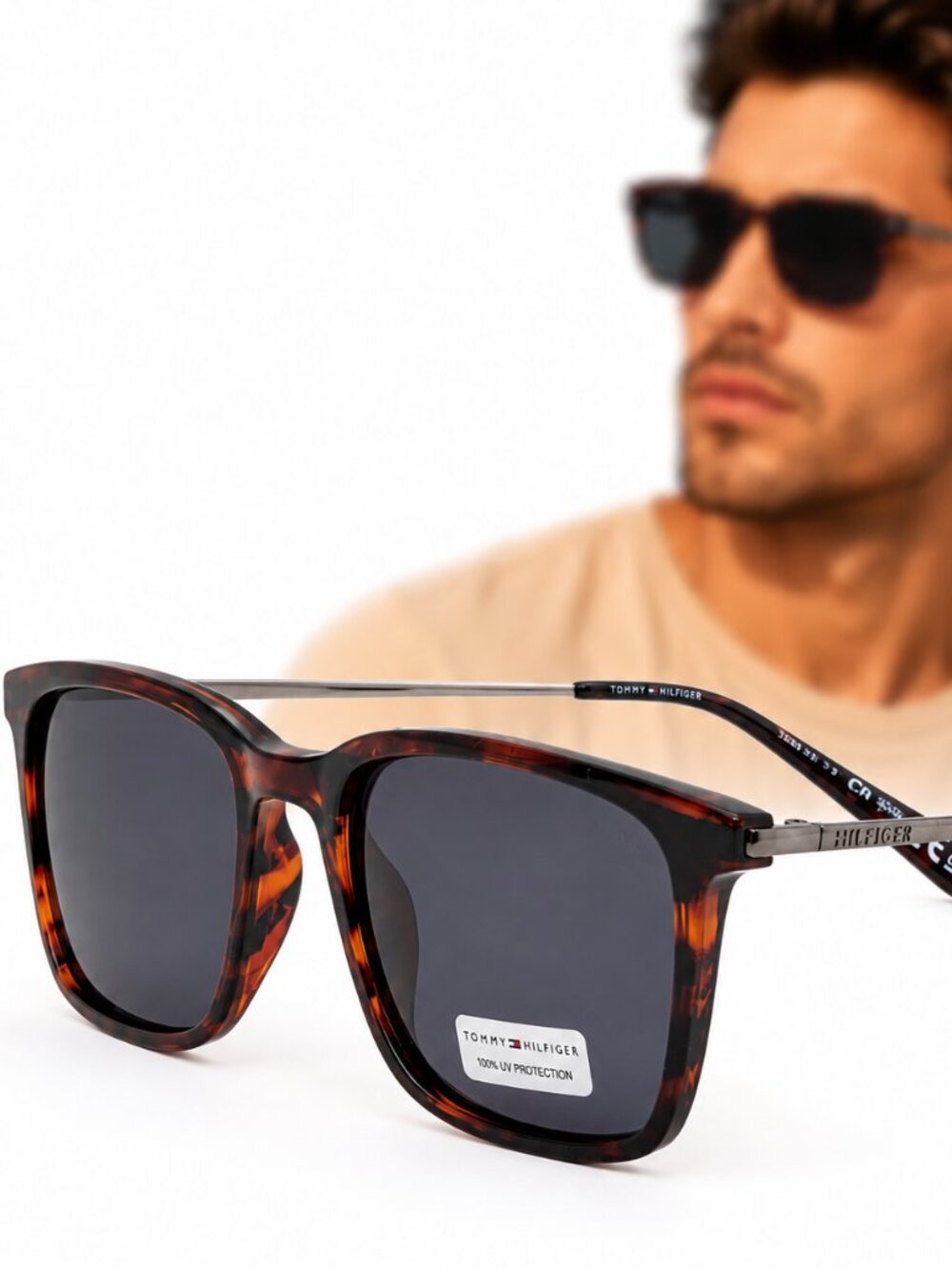 Tommy Hilfiger OM691 MP Brown Tortoise Gray Lens Sunglasses 53mm UV New